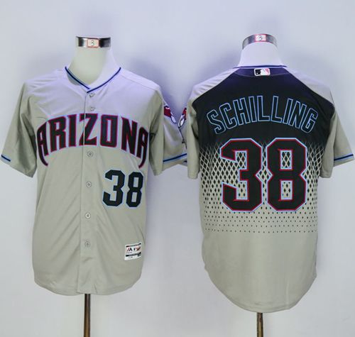 Diamondbacks #38 Curt Schilling Gray/Capri New Cool Base Stitched MLB Jersey - Click Image to Close